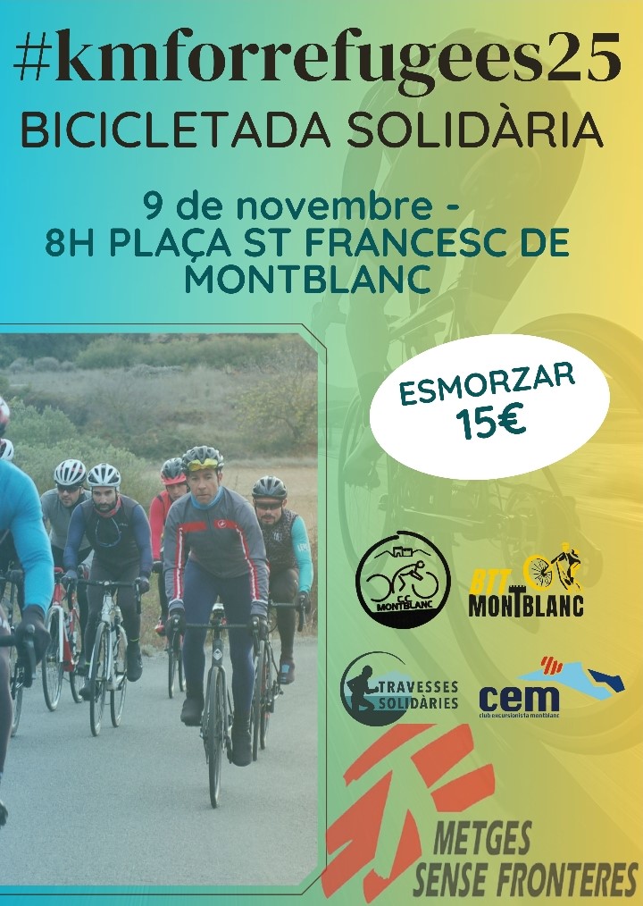Bicicletada solidària #kmforrefugees25 a Montblanc