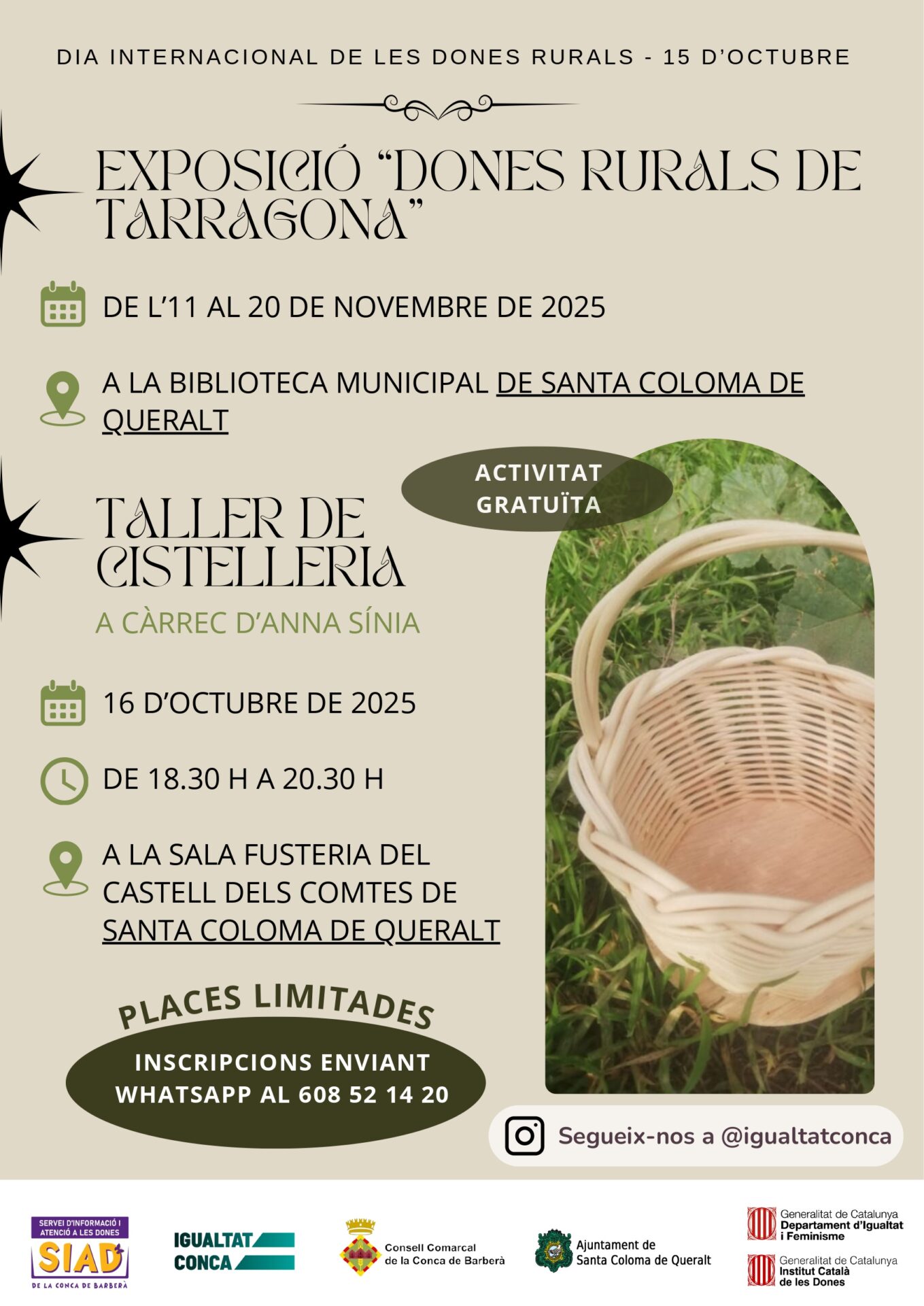 L’exposició itinerant “Dones Rurals de Tarragona” a Santa Coloma de Queralt