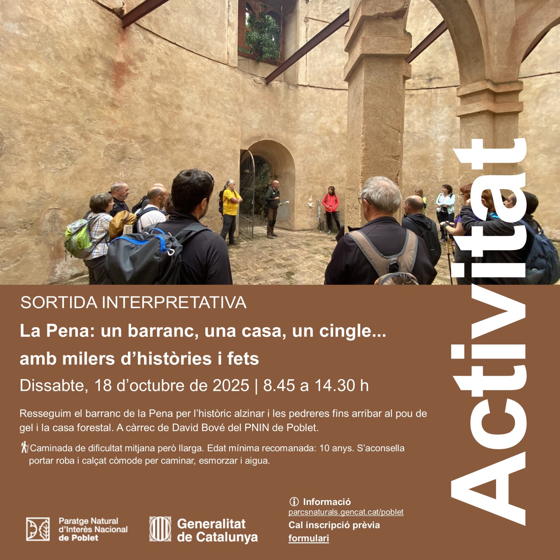 Propera activitat del PNIN de Poblet “La Pena: un barranc, una casa, un cingle...amb milers d’històries i fets” [PRÈVIA INSCRIPCIÓ]