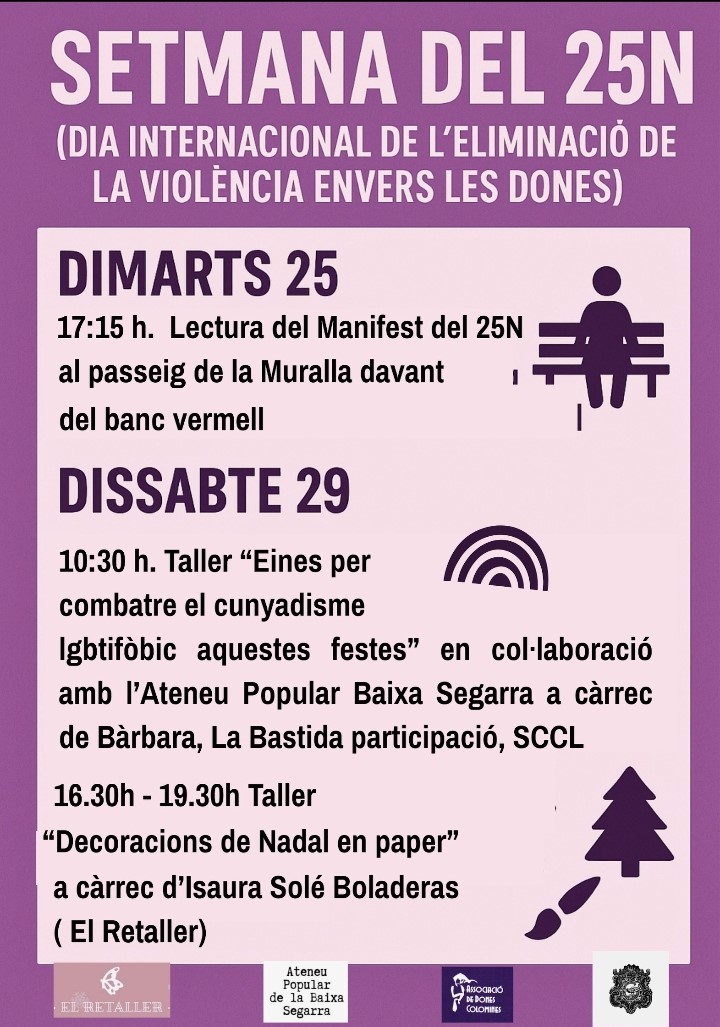Actes del 25N-Dia internacional per l’eliminació de la violència en vers les dones  a Santa Coloma de Queralt